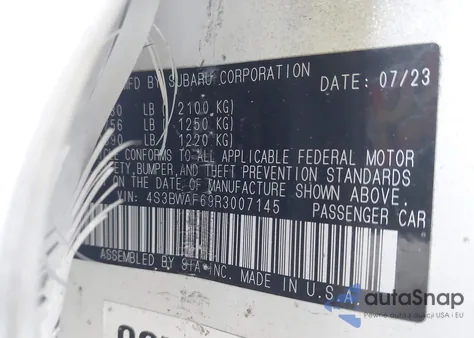 2024 Subaru Legacy Premium z USA, uszkodzony, nr VIN 4S3BWAF69R3007145